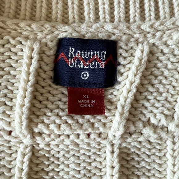 Rowing Blazers x Target Croquet Stripe Cable Knit Sweater XL V-Neck Rainbow Soft - Picture 5 of 10